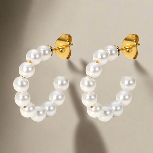 Pearl round earrings