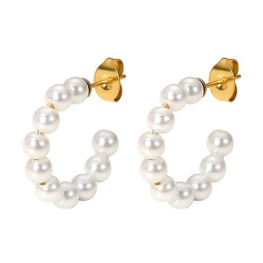 Pearl round earrings